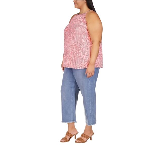 Michael Kors Zebra Pleated Chain Pink and White Halter Neck Top Size 1X - Picture 3 of 6